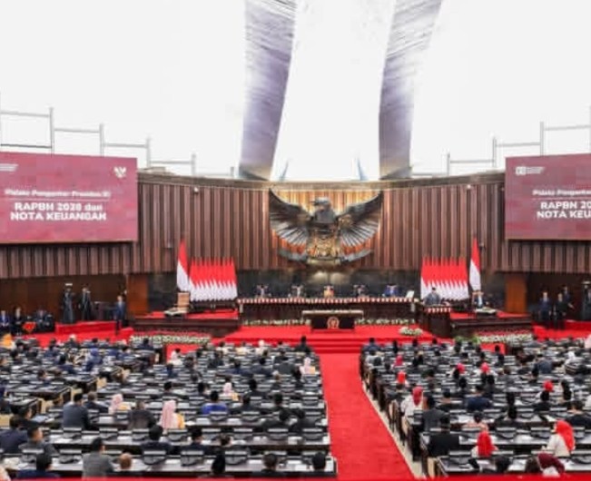 Suasana rapat tahunan MPR RI 2025 di Gedung Parlemen. [Instagram]